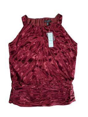 White House Black Market Red Halter Blouse Size 4